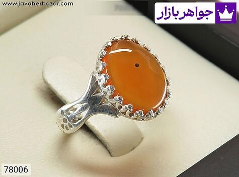انگشتر نقره عقیق یمنی نارنجی زیبا زنانه [شرف الشمس] - 78006